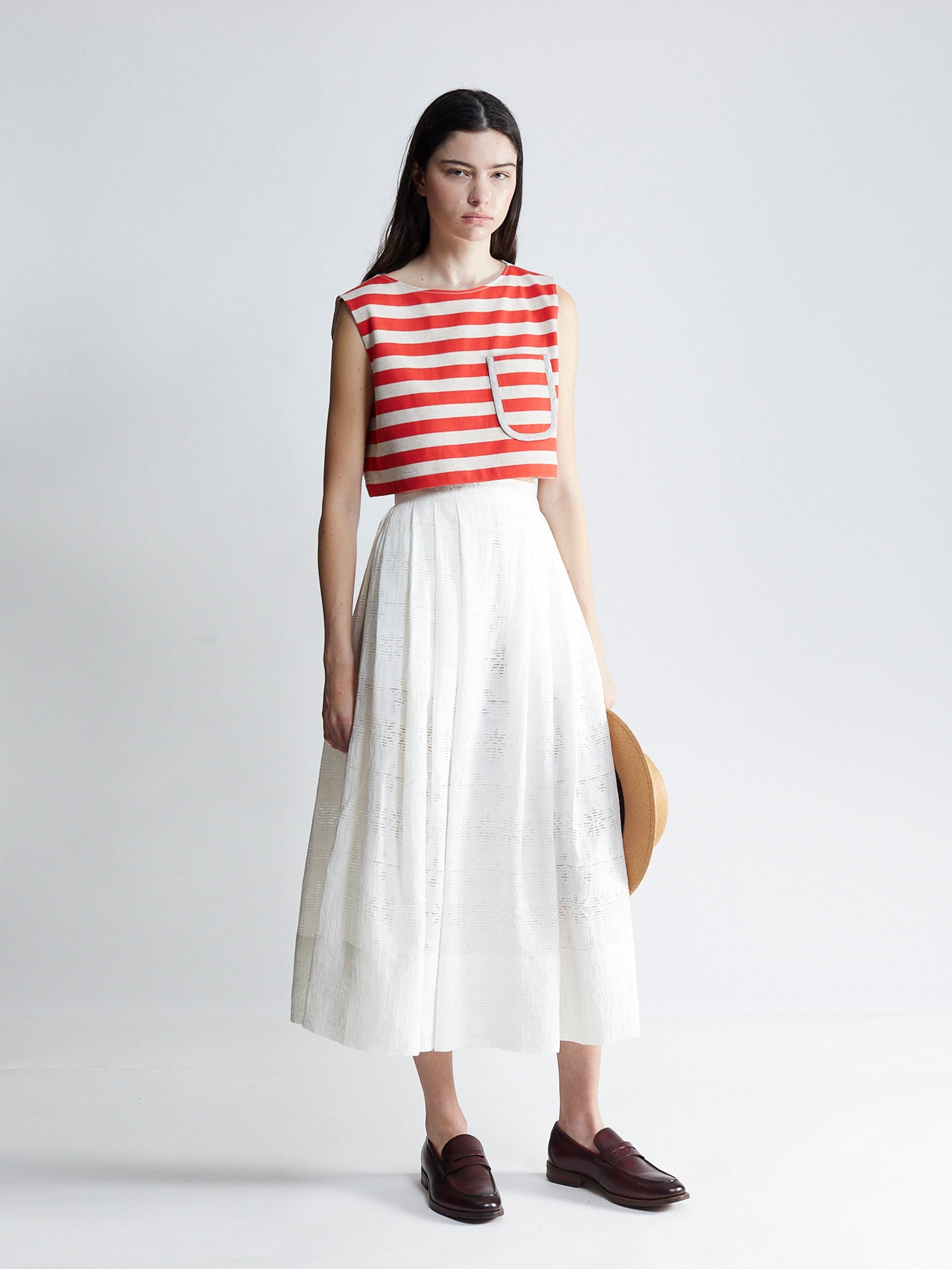 the-salting-pleated-full-skirt-ivory-jacquard