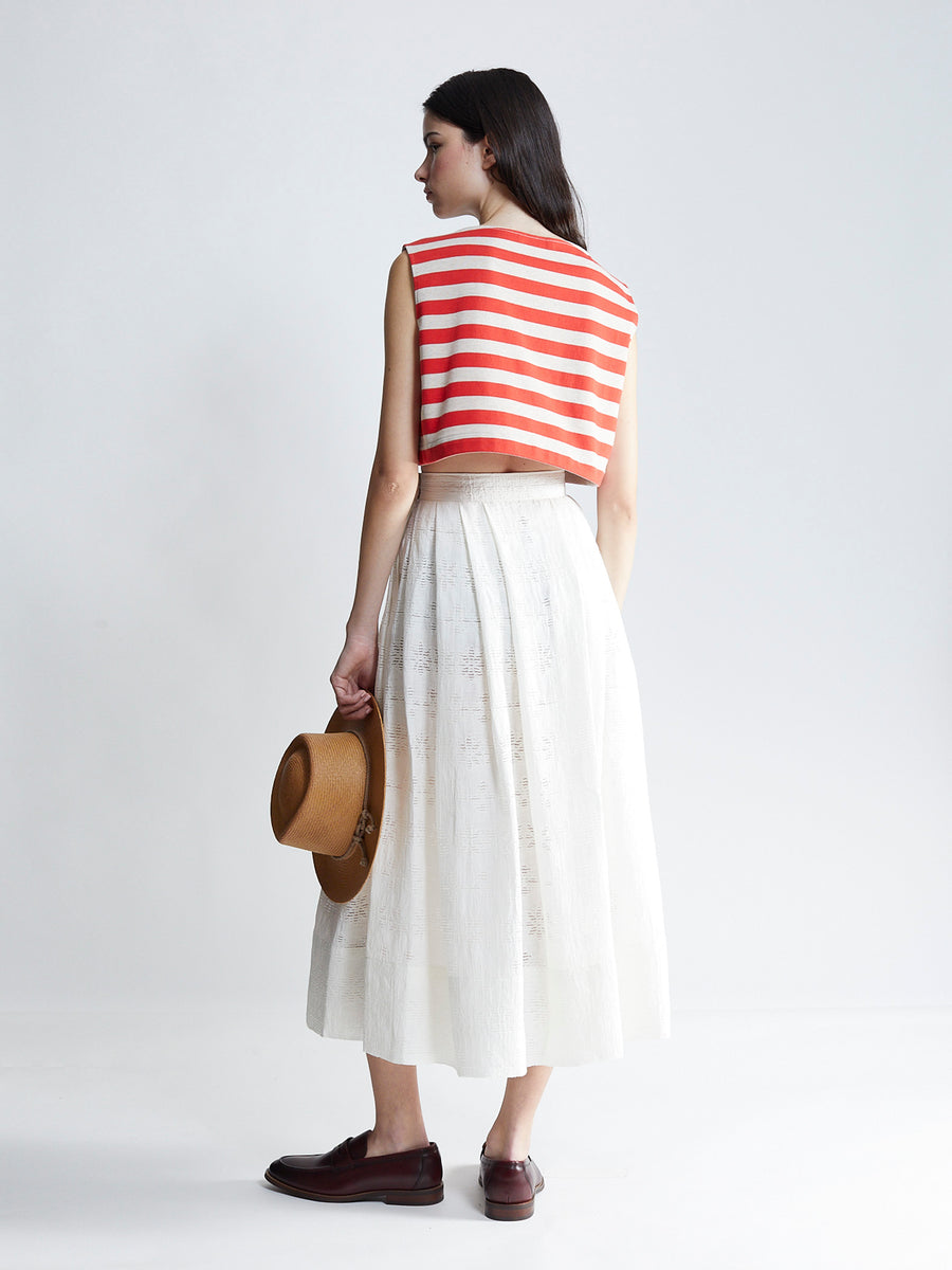 the-salting-pleated-full-skirt-ivory-jacquard
