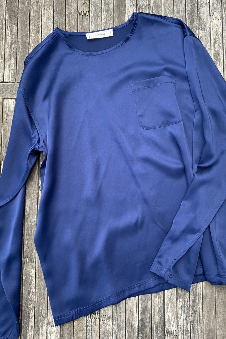 silk charmeuse box tee indigo