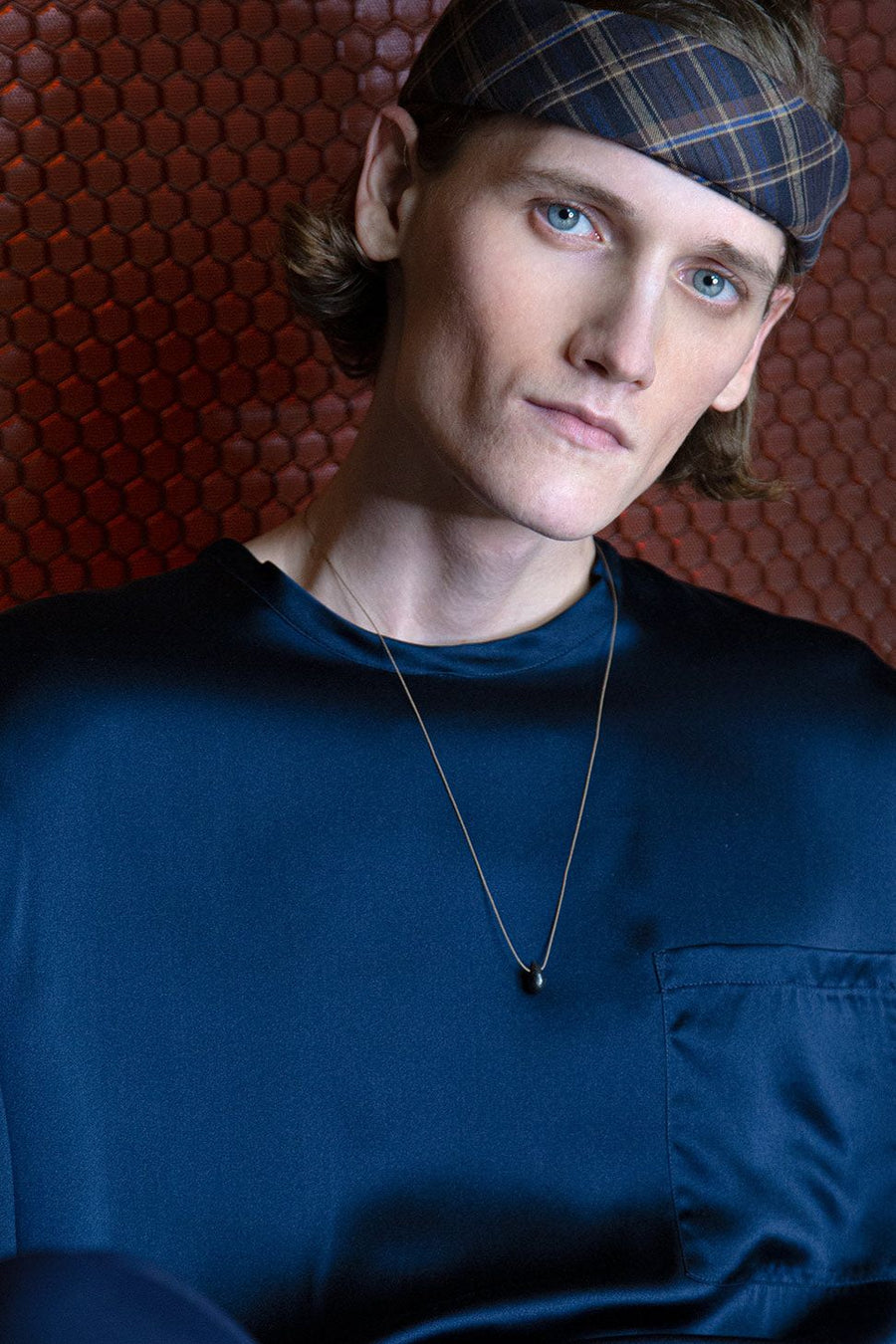 silk charmeuse box tee indigo