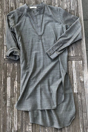 tissue wool tunic charcoal melange