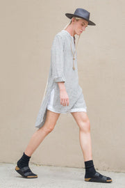 water-washed ticking stripe linen caftan